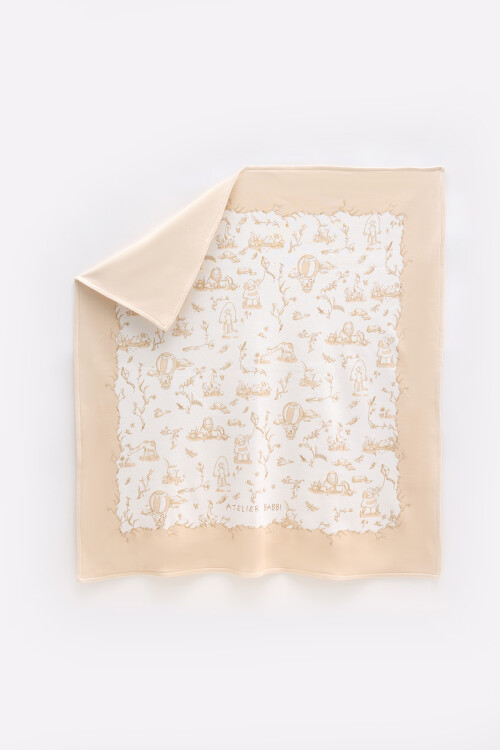Double Sided Blanket - Toile De Jouy / Beige