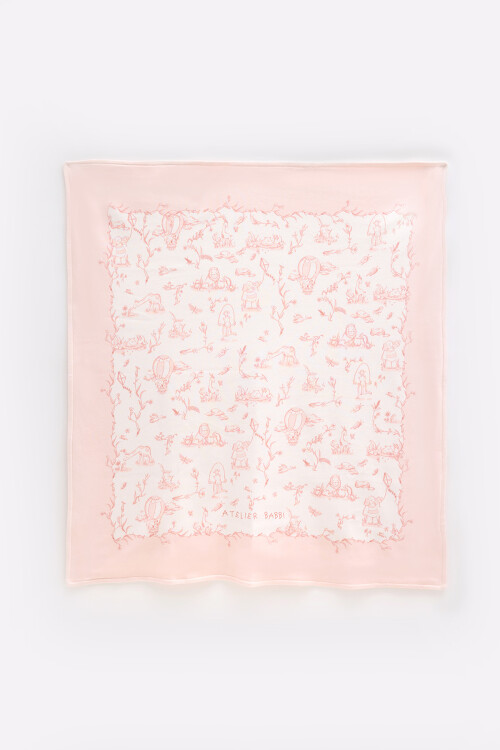 Double Sided Blanket - Toile De Jouy / Pink