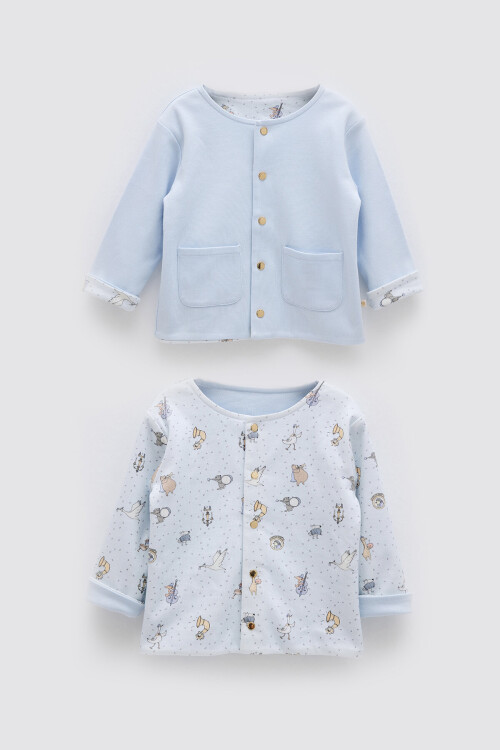 Double Side Baby Cardigan - Theatre / Blue