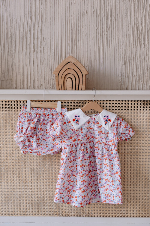 Baby Dress - Tiny Flowers / Red