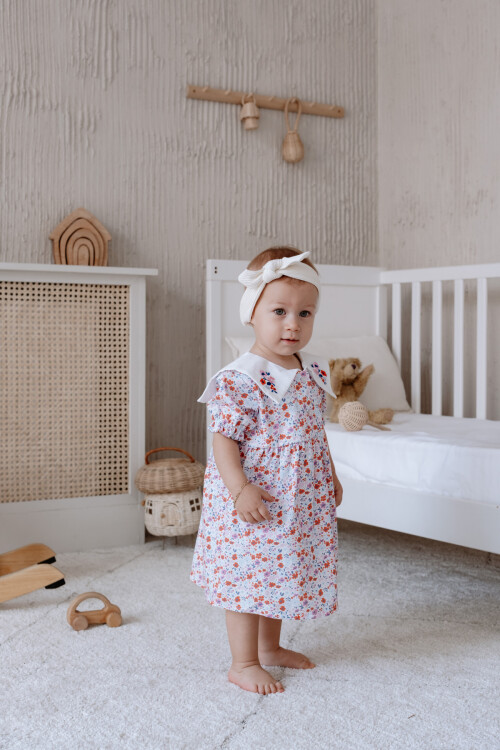 Baby Dress - Tiny Flowers / Red