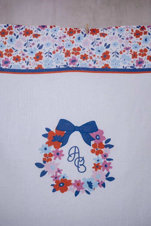 Muslin Swaddle and 3 Piece Mouth Cloth Set - Tiny Flowers / Red