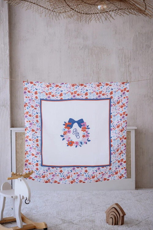 Muslin Swaddle and 3 Piece Mouth Cloth Set - Tiny Flowers / Red