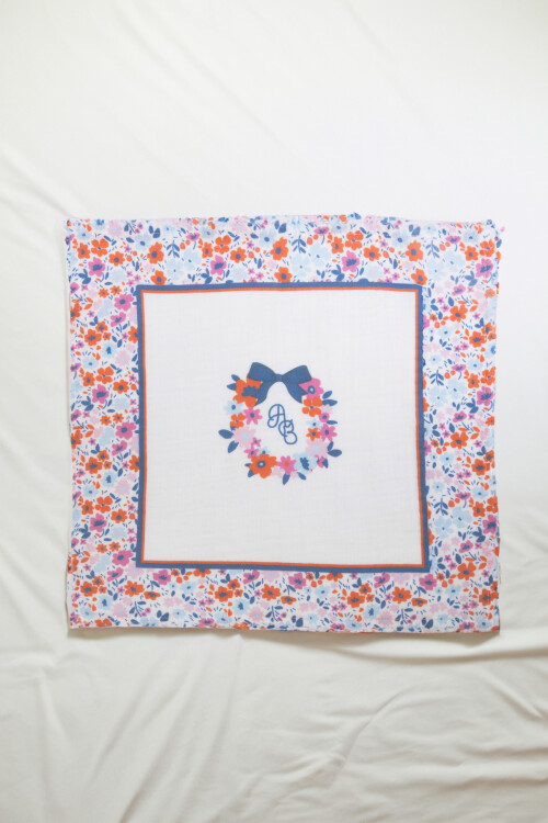 Muslin Swaddle and 3 Piece Mouth Cloth Set - Tiny Flowers / Red