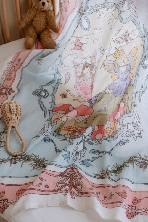 Muslin Swaddle and 3 Piece Mouth Cloth Set - Fairy Tale