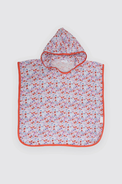 Baby Poncho - Tiny Flowers / Red