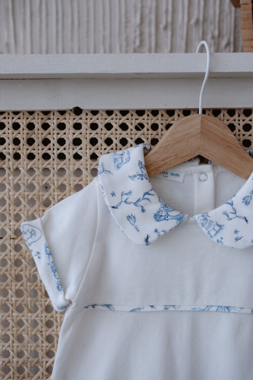 Baby Romper - Toile De Jouy / Blue