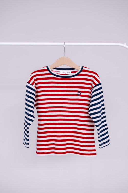 Striped Long Sleeve T-shirt - Burgundy