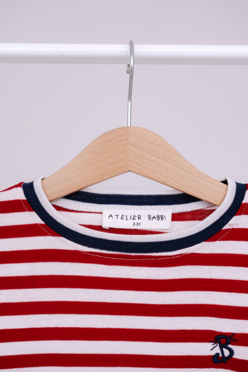 Striped Long Sleeve T-shirt - Burgundy