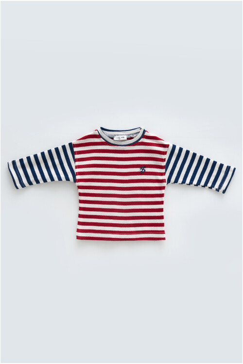 Striped Long Sleeve T-shirt - Burgundy