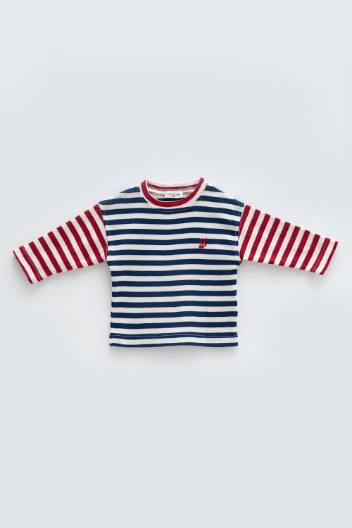 Striped Long Sleeve T-shirt - Navy Blue