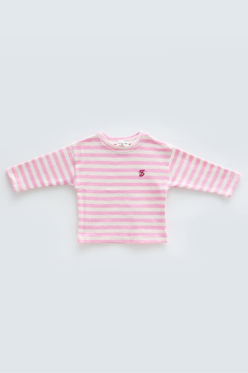 Striped Long Sleeve T-shirt - Pink