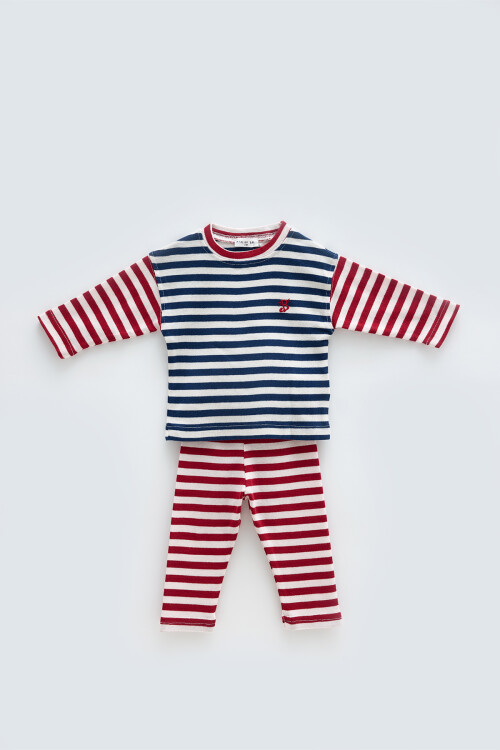T-Shirt & Pants Set - Navy Blue Striped