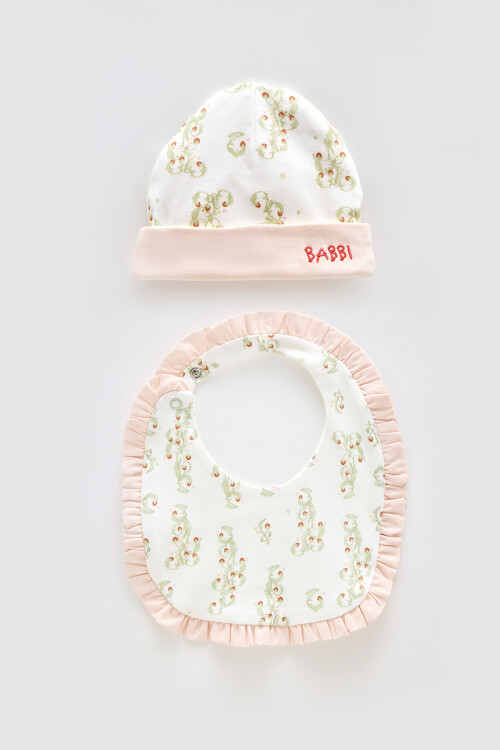 Newborn Bib & Hat Set - Strawberry