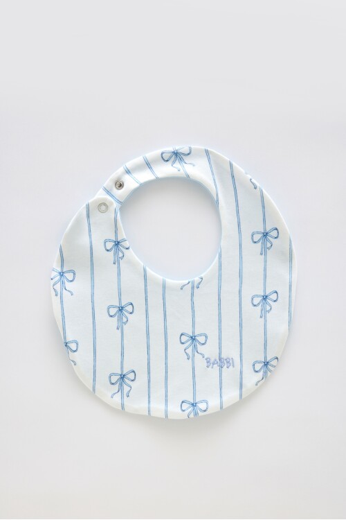 Newborn Bib & Hat Set - Ribbon/Blue