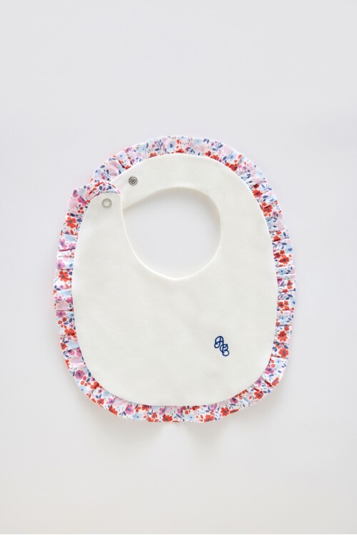 Newborn Bib & Hat Set - Tiny Flowers / Red