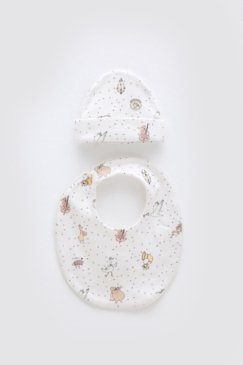 Newborn Bib & Hat Set - Theatre / Pink