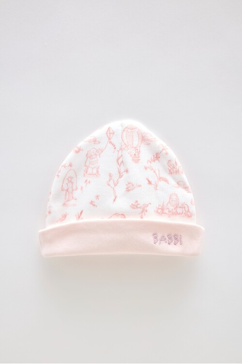 Newborn Bib & Hat Set - Toile De Jouy/Pink