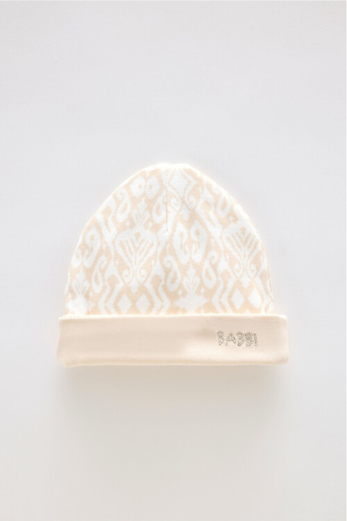 Newborn Hat - Ikat / Beige