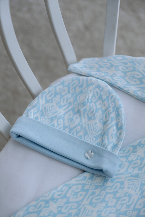 Newborn Hat - Ikat / Blue