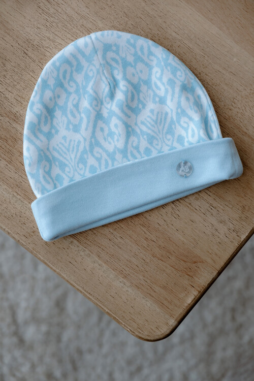 Newborn Hat - Ikat / Blue