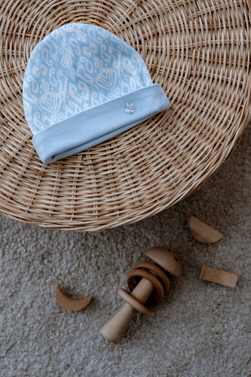 Newborn Hat - Ikat / Blue
