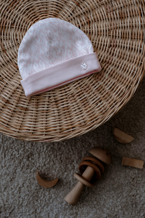 Newborn Hat - Ikat / Pink