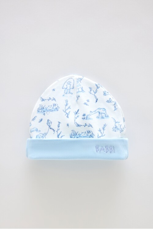 Newborn Hat - Toile De Jouy /Blue