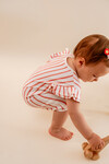 Ruffled Baby Romper - Red Striped