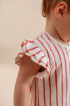 Ruffled Baby Romper - Red Striped