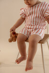 Ruffled Baby Romper - Red Striped