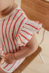 Ruffled Baby Romper - Red Striped